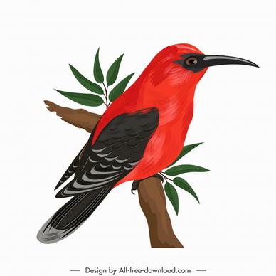 woodpecker bird icon colorful perching sketch