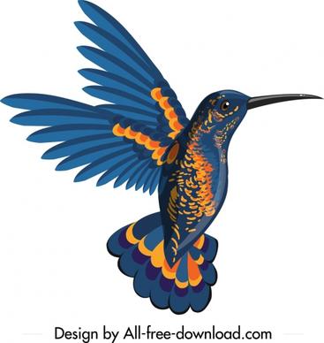 woodpecker icon fly gesture design blue orange decor
