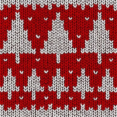 woolen pattern fir tree sketch red white decor