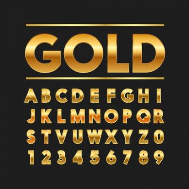 words numbering signs background shiny golden decoration