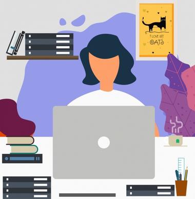 work place background working woman icon