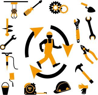 worker with repair service vector
