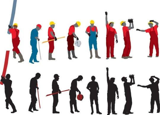 workers with the silhouette image 03 vector