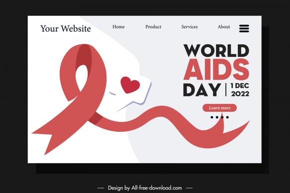 world aids day homepage template dynamic ribbon texts decor