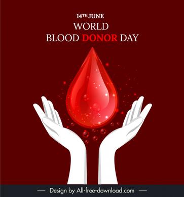 world blood donor day letter card template droplet hands sketch symmetry modern design 