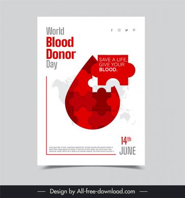 world blood donor day poster template elegant flat blood puzzle joints