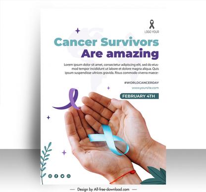  world cancer day poster template hands holding ribbon