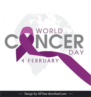 world cancer day poster template ribbon global earth sketch 