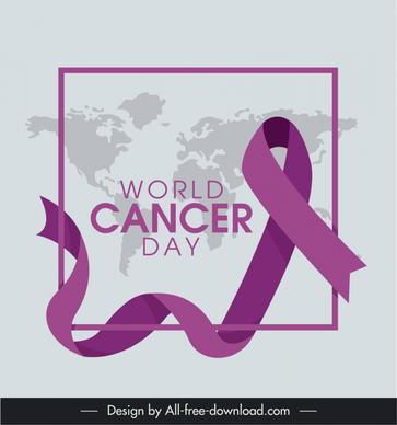 world cancer day poster template ribbon global map frame sketch 