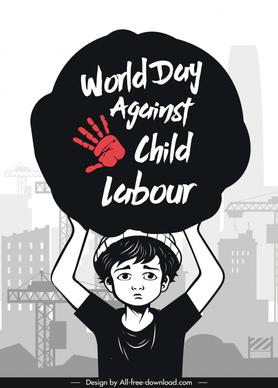 world day against child labour banner template handdrawn cartoon