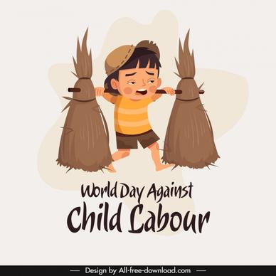 world day against child labour dynamic hard working boy cartoon