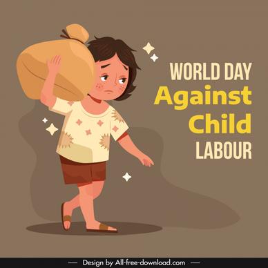 world day against child labour poster template dynamic hard working girl cartoon 