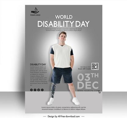 world day of disabled persons poster template standing disabled man sketch modern realistic design 