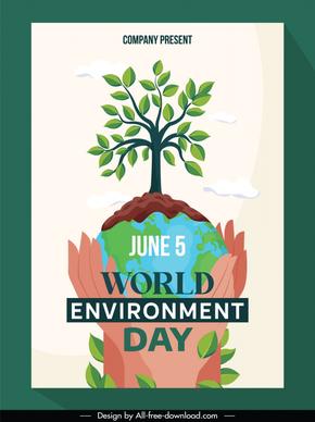 world environment day banner template hands holding globe tree earth 