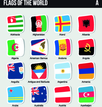 world flags stickers design vector set