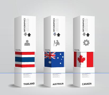 world flags with infographics design vector