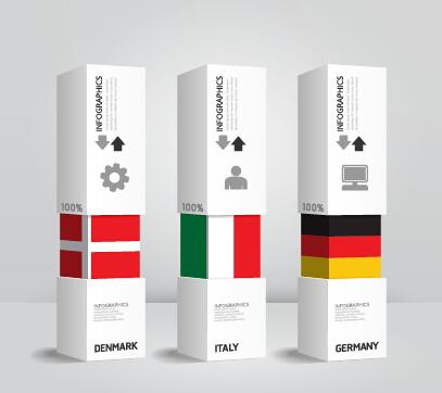world flags with infographics design vector