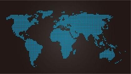 world map design blue dots decoration dark style