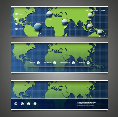 world maps and modern banners vector