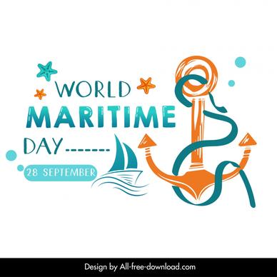 world maritime day design elements dynamic anchor rope vessel