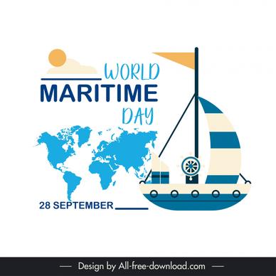 world maritime day poster template flat sail global map