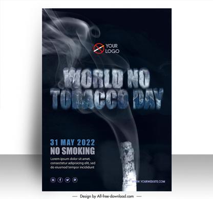 world no tobacco day poster template closeup dynamic smoke cigarette sketch