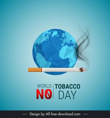 world no tobacco day poster template dynamic modern smoke lowpoly earth sketch