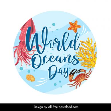 world oceans day banner template isolated sea elements 