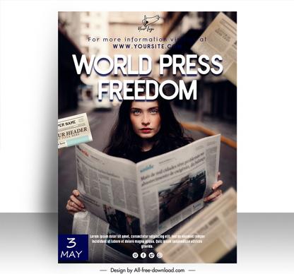world press freedom day poster template realistic modern design
