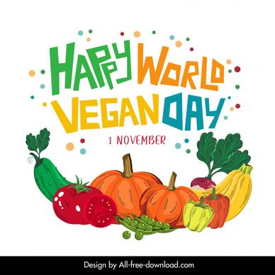 world vegan day typography design elements classical handdrawn