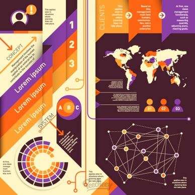world wide infographic retro style