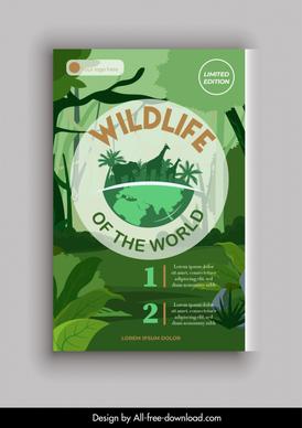 world wildlife book cover template jungle scene species silhouette decor