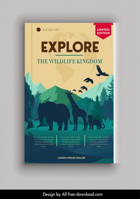 world wildlife book cover template mountain scene species silhouette decor