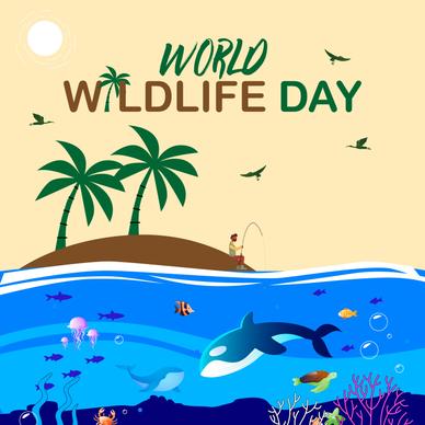 world wildlife day banner template dynamic cartoon