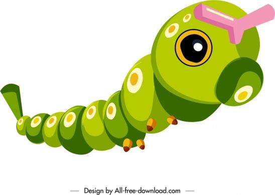 worm icon 3d colorful cartoon character sketch