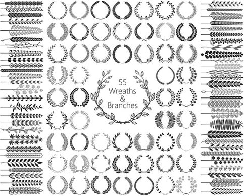 wreaths and branches design vector