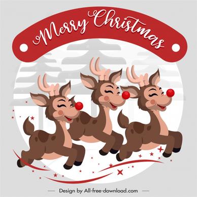 xmas banner funny reindeers sketch cartoon design