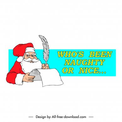 xmas card design elements santa listing whos been naughty or nice sketch 