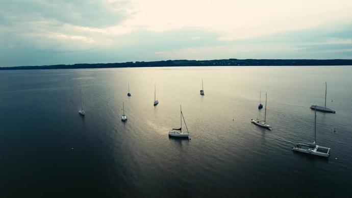 yachts on marina from high view
