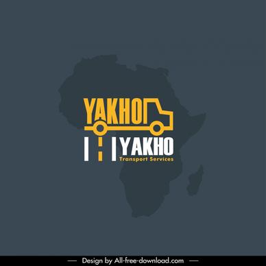yakho transport services logo template dark flat map texts truck sketch contrast design