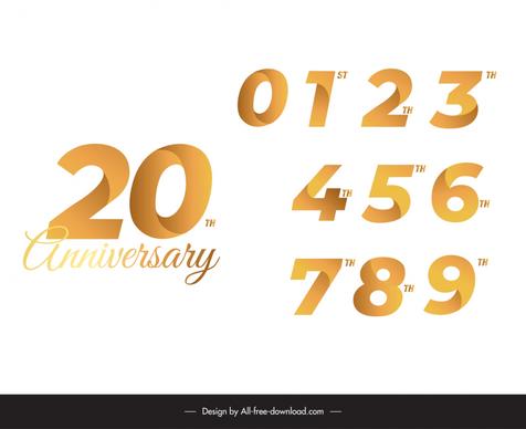 year anniversary numbers design elements collection modern shiny 