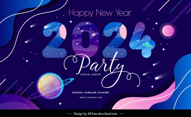 year end party backdrop template dark dynamic planets