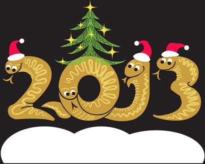 year of snake and christmas design elements vector