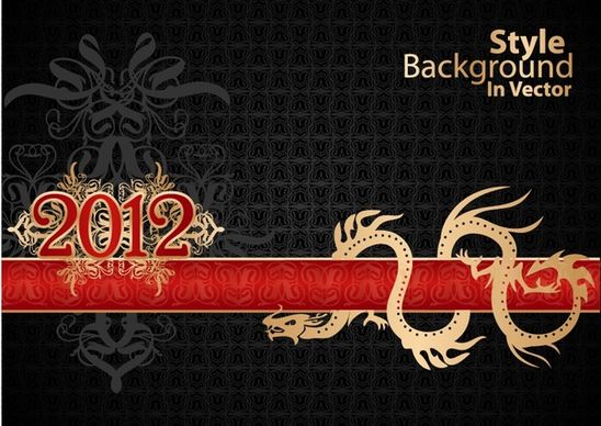 year of the dragon 2012 calendar calendar vector background