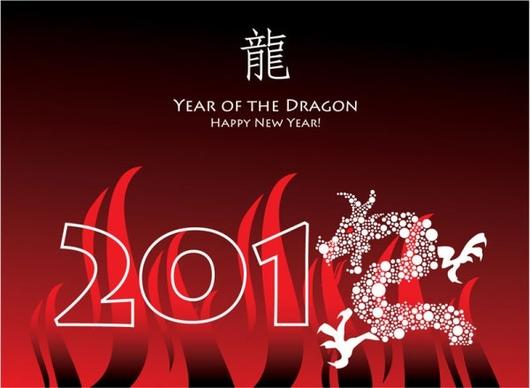 year of the dragon cards 04 vector