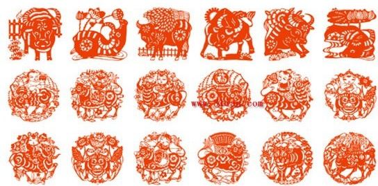 year of the ox papercut vector