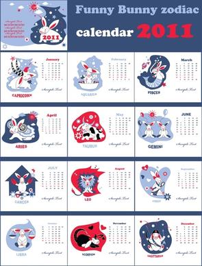year of the rabbit 2011 calendar vector cute