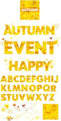yellow autumn clip art letters