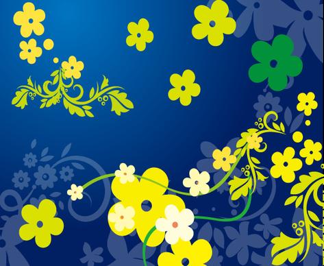 yellow flowers in blue background
