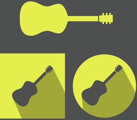 yellow guitar icons vector design